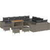 Image de vidaXL - Tuinbank - Set - met - kussen - 14 - pcs - Grijs - poly - rattan