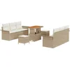 Image de vidaXL - Tuinbank - Set - met - kussen - 9 - pcs - Beige - poly - rattan