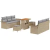 Image de vidaXL - Tuinbank - Set - met - kussen - 9 - pcs - Beige - poly - rattan