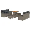 Image de vidaXL - Tuinbank - Set - met - kussen - 9 - pcs - Grijs - poly - rattan