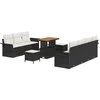 Image de vidaXL - Tuinbank - Set - met - kussen - 10 - pcs - Zwart - poly - rattan