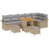 Image de vidaXL - Tuinbank - Set - met - kussen - 9 - pcs - Beige - poly - rattan