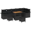 Image de vidaXL - Tuinbank - Set - met - kussen - 9 - pcs - Zwart - poly - rattan