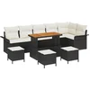 Image de vidaXL - Tuinbank - Set - met - kussen - 10 - pcs - Zwart - poly - rattan