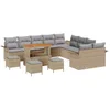 Image de vidaXL - Tuinbank - Set - met - kussen - 13 - pcs - Beige - poly - rattan