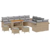 Image de vidaXL - Tuinbank - Set - met - kussen - 14 - pcs - Beige - poly - rattan