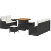 Image de vidaXL - Tuinbank - Set - met - kussen - 8 - pcs - Zwart - poly - rattan