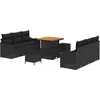 Image de vidaXL - Tuinbank - Set - met - kussen - 9 - pcs - Zwart - poly - rattan