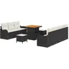 Image de vidaXL - Tuinbank - Set - met - kussen - 10 - pcs - Zwart - poly - rattan