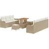 Image de vidaXL - Tuinbank - Set - met - kussen - 10 - pcs - Beige - poly - rattan