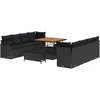 Image de vidaXL - Tuinbank - Set - met - kussen - 11 - pcs - Zwart - poly - rattan