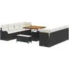 Image de vidaXL - Tuinbank - Set - met - kussen - 11 - pcs - Zwart - poly - rattan