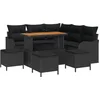 Image de vidaXL - Tuinbank - Set - met - kussen - 9 - pcs - Zwart - poly - rattan