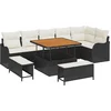 Image de vidaXL - Tuinbank - Set - met - kussen - 9 - pcs - Zwart - poly - rattan