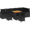 Image de vidaXL - Tuinbank - Set - met - kussen - 9 - pcs - Zwart - poly - rattan