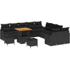 Image de vidaXL - Tuinbank - Set - met - kussen - 13 - pcs - Zwart - poly - rattan