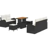 Image de vidaXL - Tuinbank - Set - met - kussen - 8 - pcs - Zwart - poly - rattan