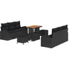 Image de vidaXL - Tuinbank - Set - met - kussen - 9 - pcs - Zwart - poly - rattan