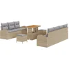 Image de vidaXL - Tuinbank - Set - met - kussen - 10 - pcs - Beige - poly - rattan