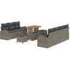 Image de vidaXL - Tuinbank - Set - met - kussen - 10 - pcs - Grijs - poly - rattan