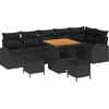 Image de vidaXL - Tuinbank - Set - met - kussen - 9 - pcs - Zwart - poly - rattan