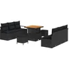 Image de vidaXL - Tuinbank - Set - met - kussen - 9 - pcs - Zwart - poly - rattan