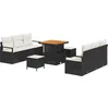 Image de vidaXL - Tuinbank - Set - met - kussen - 9 - pcs - Zwart - poly - rattan