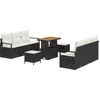Image de vidaXL - Tuinbank - Set - met - kussen - 9 - pcs - Zwart - poly - rattan