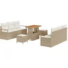 Image de vidaXL - Tuinbank - Set - met - kussen - 9 - pcs - Beige - poly - rattan