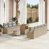 Image de vidaXL - Tuinbank - Set - met - kussen - 10 - pcs - Beige - poly - rattan