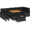 Image de vidaXL - Tuinbank - Set - met - kussen - 9 - pcs - Zwart - Poly - rattan