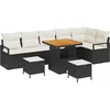 Image de vidaXL - Tuinbank - Set - met - kussen - 9 - pcs - Zwart - Poly - rattan