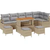 Image de vidaXL - Tuinbank - Set - met - kussen - 10 - pcs - Beige - Poly - rattan