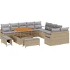 Image de vidaXL - Tuinbank - Set - met - kussen - 13 - pcs - Beige - poly - rattan