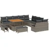 Image de vidaXL - Tuinbank - Set - met - kussen - 13 - pcs - Grijs - poly - rattan