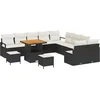Image de vidaXL - Tuinbank - Set - met - kussen - 13 - pcs - Zwart - poly - rattan