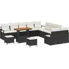 Image de vidaXL - Tuinbank - Set - met - kussen - 13 - pcs - Zwart - poly - rattan