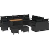 Image de vidaXL - Tuinbank - Set - met - kussen - 14 - pcs - Zwart - poly - rattan
