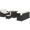 Image de vidaXL - Tuinbank - Set - met - kussen - 8 - pcs - Zwart - poly - rattan