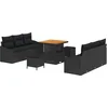 Image de vidaXL - Tuinbank - Set - met - kussen - 9 - pcs - Zwart - poly - rattan