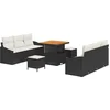 Image de vidaXL - Tuinbank - Set - met - kussen - 9 - pcs - Zwart - poly - rattan