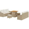 Image de vidaXL - Tuinbank - Set - met - kussen - 9 - pcs - Beige - poly - rattan