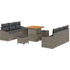 Image de vidaXL - Tuinbank - Set - met - kussen - 9 - pcs - Grijs - poly - rattan