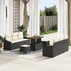 Image de vidaXL - Tuinbank - Set - met - kussen - 9 - pcs - Zwart - poly - rattan