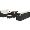 Image de vidaXL - Tuinbank - Set - met - kussen - 10 - pcs - Zwart - poly - rattan