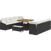 Image de vidaXL - Tuinbank - Set - met - kussen - 11 - pcs - Zwart - poly - rattan
