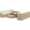 Image de vidaXL - Tuinbank - Set - met - kussen - 11 - pcs - Beige - poly - rattan