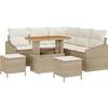 Image de vidaXL - Tuinbank - Set - met - kussen - 8 - pcs - Beige - poly - rattan