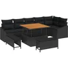 Image de vidaXL - Tuinbank - Set - met - kussen - 9 - pcs - Zwart - poly - rattan