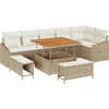 Image de vidaXL - Tuinbank - Set - met - kussen - 9 - pcs - Beige - poly - rattan